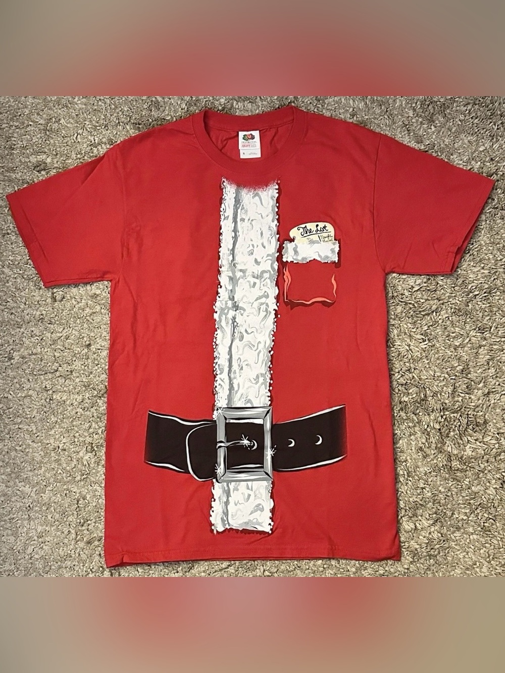 Fruit of the Loom Heavy Cotton Men’s S Red Santa Claus S/S Christmas T-Shirt
